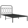 Cadre de lit métal sans matelas avec tête de lit noir 107x203cm 