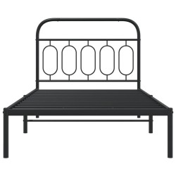 Cadre de lit métal sans matelas avec tête de lit noir 107x203cm 