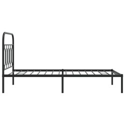 Cadre de lit métal sans matelas avec tête de lit noir 107x203cm 