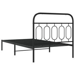 Cadre de lit métal sans matelas avec tête de lit noir 107x203cm 