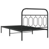 Cadre de lit métal sans matelas avec tête de lit noir 107x203cm 