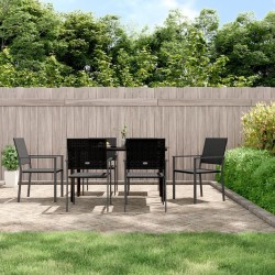 Ensemble à manger de jardin 7 pcs résine tressée acier 