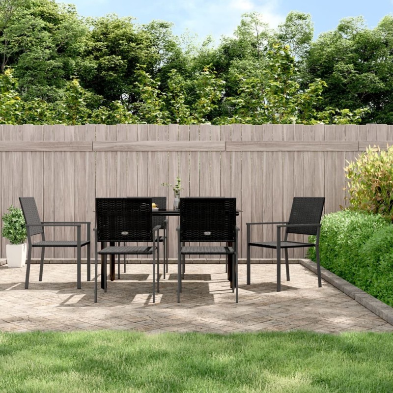 Ensemble à manger de jardin 7 pcs résine tressée acier 