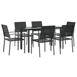 Ensemble à manger de jardin 7 pcs résine tressée acier 