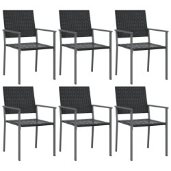 Ensemble à manger de jardin 7 pcs résine tressée acier 