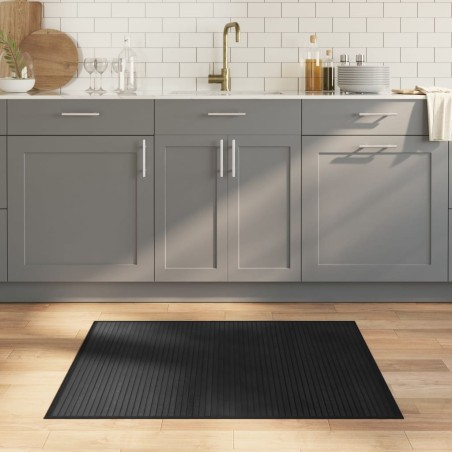 Tapis rectangulaire noir 80x100 cm bambou 