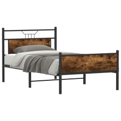 Cadre de lit sans matelas chêne fumé 107x203 cm bois ingénierie 