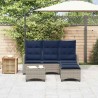 Salon de jardin 3 pcs avec coussins forme L gris résine tressée 
