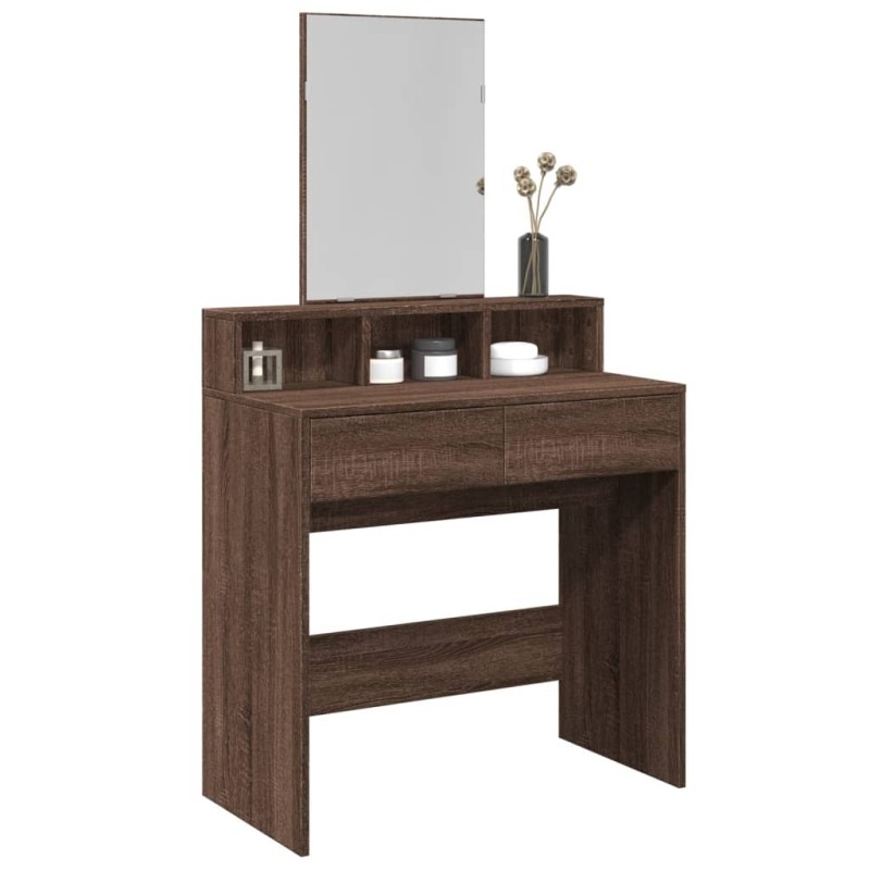 Coiffeuse avec miroir chêne marron 80x41x144,5 cm Coiffeuse avec miroir chêne marron 80x41x144,5 cm