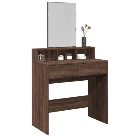 Coiffeuse avec miroir chêne marron 80x41x144,5 cm 