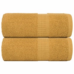 Serviettes de visage 2 pcs doré 30x30 cm 360 g/m² 100% coton 