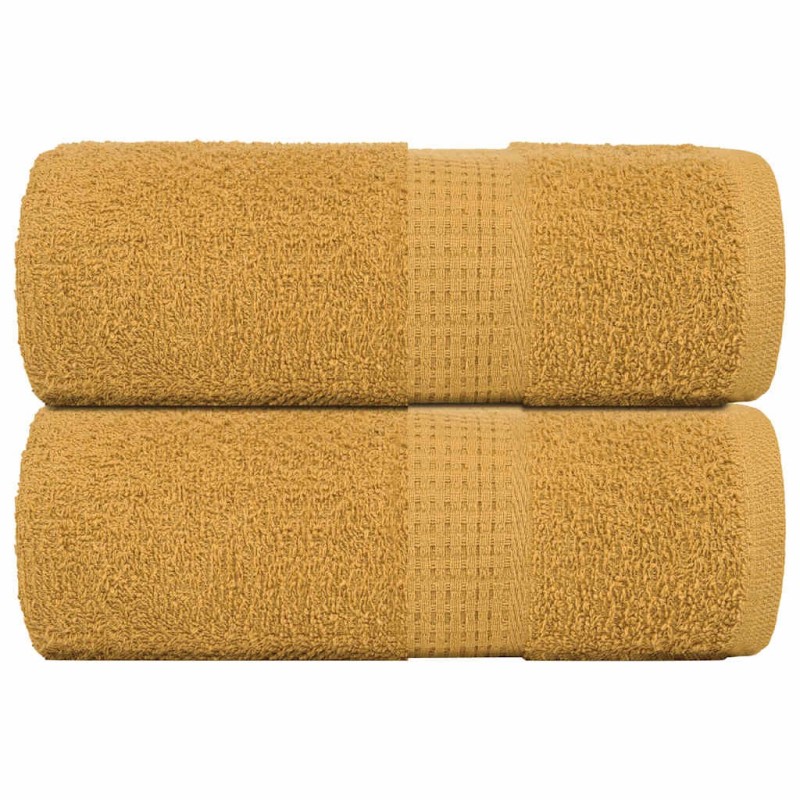 Serviettes de visage 2 pcs doré 30x30 cm 360 g/m² 100% coton 