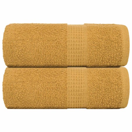 Serviettes de visage 2 pcs doré 30x30 cm 360 g/m² 100% coton 