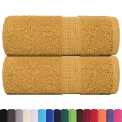 Serviettes de visage 2 pcs doré 30x30 cm 360 g/m² 100% coton 