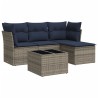 Salon de jardin 5 pcs avec coussins gris résine tressée 