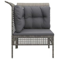Canapé d'angle de jardin avec coussin gris résine tressée 