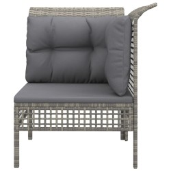 Canapé d'angle de jardin avec coussin gris résine tressée 