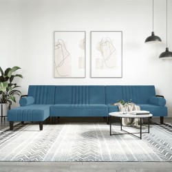 Canapé-lit en forme de L bleu 260x140x70 cm velours 