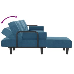 Canapé-lit en forme de L bleu 260x140x70 cm velours 