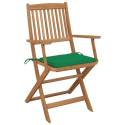 Chaises pliables de jardin lot de 6 avec coussins Bois d'acacia 