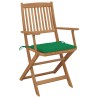 Chaises pliables de jardin lot de 6 avec coussins Bois d'acacia 