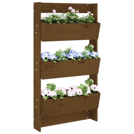 Jardinière murale 3 niveaux 60x18,5x110 cm brun miel pin massif 