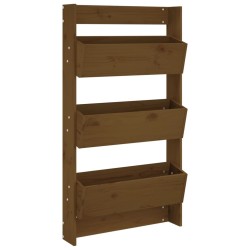 Jardinière murale 3 niveaux 60x18,5x110 cm brun miel pin massif 