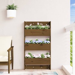 Jardinière murale 3 niveaux 60x18,5x110 cm brun miel pin massif 