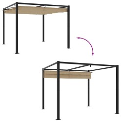 Tonnelle de jardin avec toit rétractable taupe 3x3 m acier 