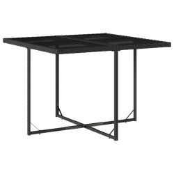 Ensemble à manger jardin 9pcs et coussins noir résine tressée 
