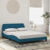 Lit avec matelas bleu 140x190 cm velours 
