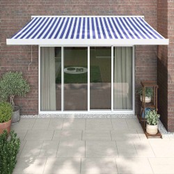 Auvent rétractable bleu et blanc 3x2,5 m tissu et aluminium 