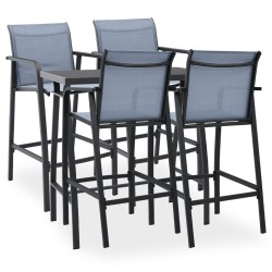 Ensemble de bar de jardin 5 pcs Noir et gris 