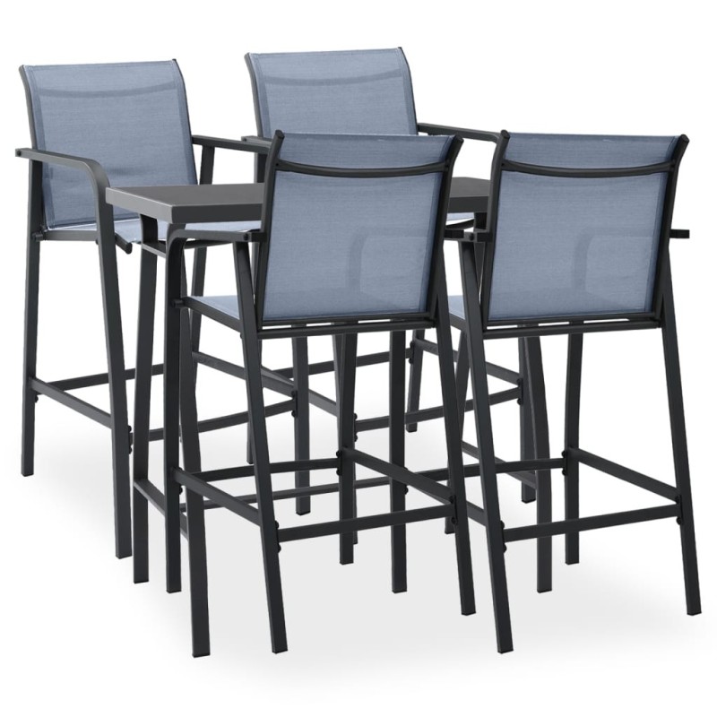 Ensemble de bar de jardin 5 pcs Noir et gris Ensemble de bar de jardin 5 pcs Noir et gris