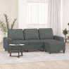 Canapé à 3 places avec repose-pieds Gris foncé 180 cm Tissu 