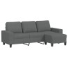 Canapé à 3 places avec repose-pieds Gris foncé 180 cm Tissu 