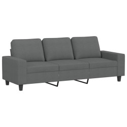 Canapé à 3 places avec repose-pieds Gris foncé 180 cm Tissu 