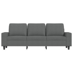 Canapé à 3 places avec repose-pieds Gris foncé 180 cm Tissu 