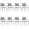 Ensemble à manger de jardin 9pcs gris/noir résine tressée/acier 