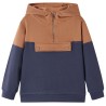 Sweat à capuche enfants demi-fermeture éclair anthracite et cognac 140 
