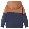 Sweat à capuche enfants demi-fermeture éclair anthracite et cognac 140 