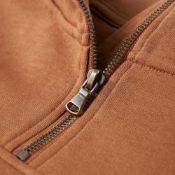 Sweat à capuche enfants demi-fermeture éclair anthracite et cognac 140 