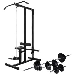 Tour de musculation avec jeu d'haltères et poids 30,5 kg 