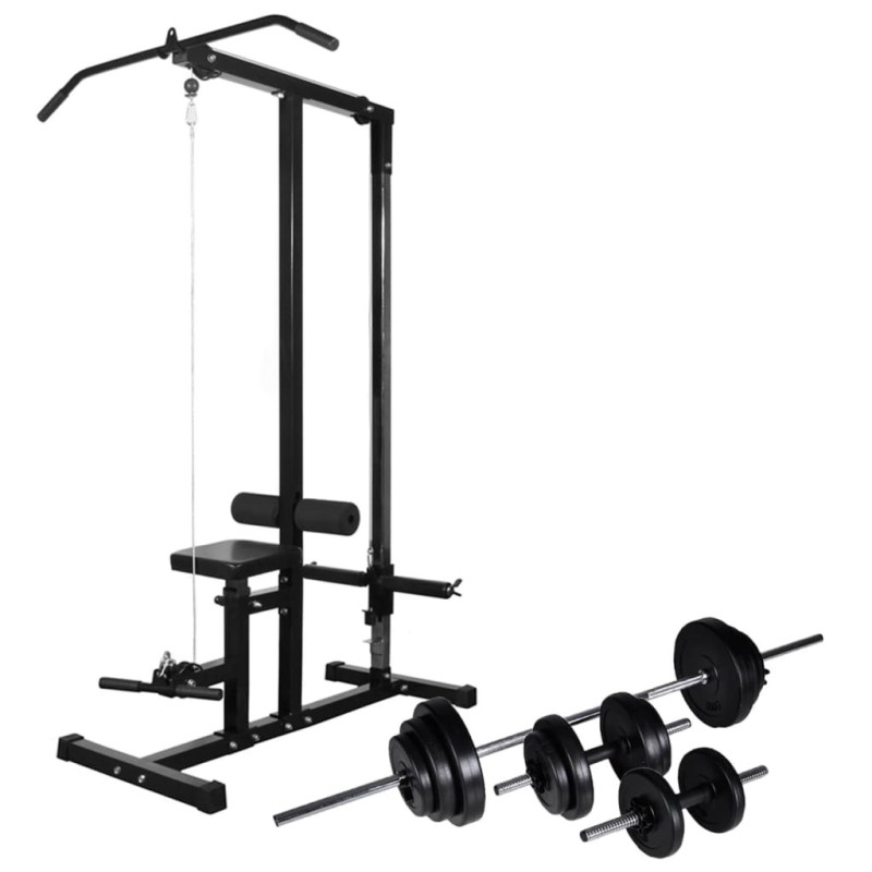 Tour de musculation avec jeu d'haltères et poids 30,5 kg 