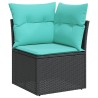 Salon de jardin 4 pcs avec coussins noir résine tressée 