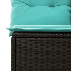Salon de jardin 4 pcs avec coussins noir résine tressée 