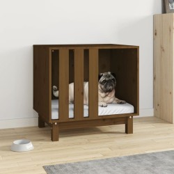 Niche pour chien Marron miel 60x45x57 cm Bois de pin massif 