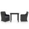 Ensemble à manger de jardin avec coussins 3 pcs noir 