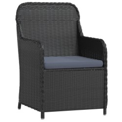 Ensemble à manger de jardin avec coussins 3 pcs noir 