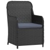 Ensemble à manger de jardin avec coussins 3 pcs noir 